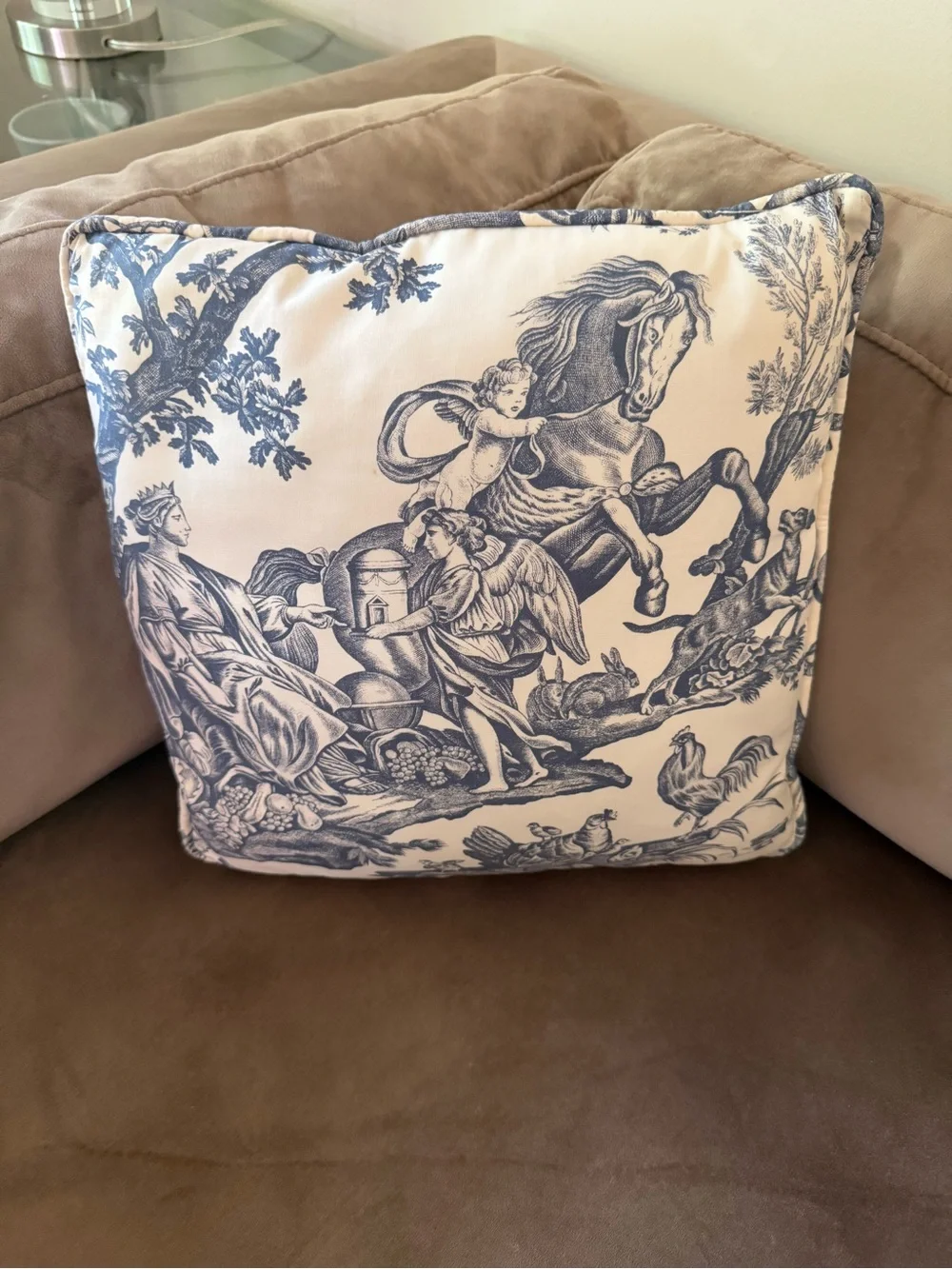 Set of 3 Decorative Throw Pillows in Blush Pink and Blue